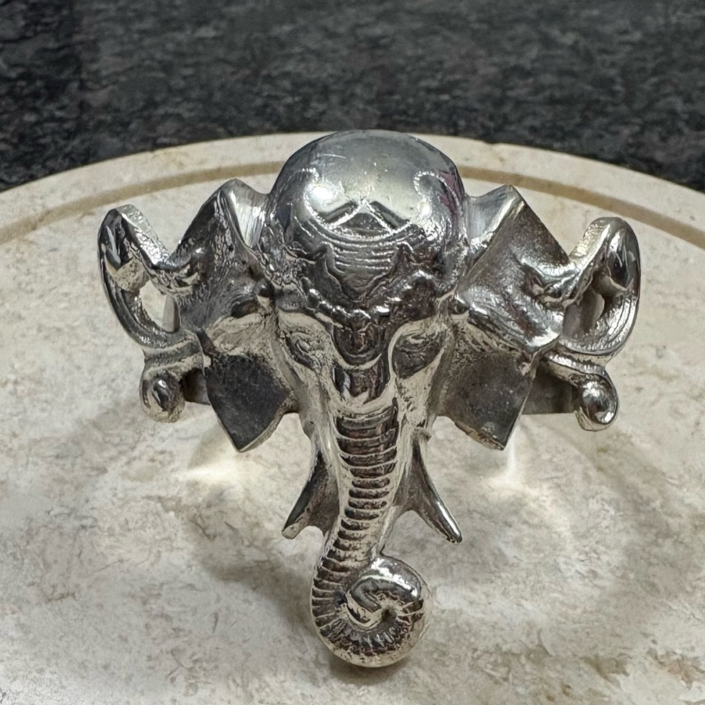 Ganesh Silvertone Cuff Bracelet Made In India
